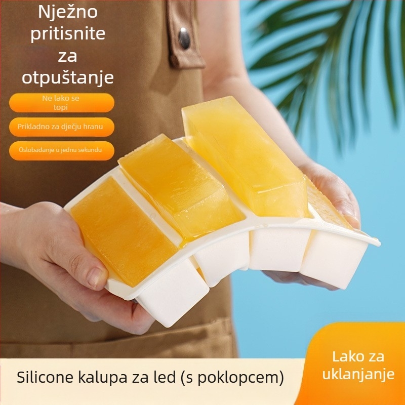 Duga silikonska posuda za led za barove – prehrambeni silikon, brzo zamrzavanje, lako otpuštanje