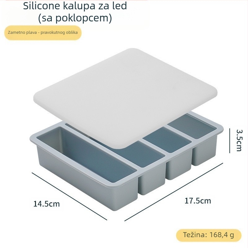 Duga silikonska posuda za led za barove – prehrambeni silikon, brzo zamrzavanje, lako otpuštanje