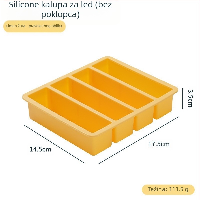 Duga silikonska posuda za led za barove – prehrambeni silikon, brzo zamrzavanje, lako otpuštanje