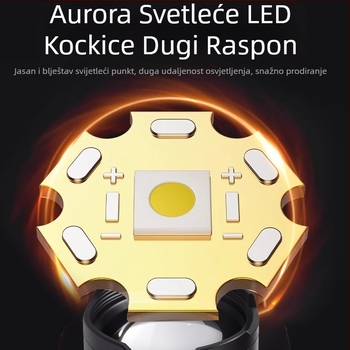 LED baterijska lampa za kampiranje i vanjsku upotrebu – 20W, punjiva, baterija 18650/26650, 360° rotacija, domet ≥500 m