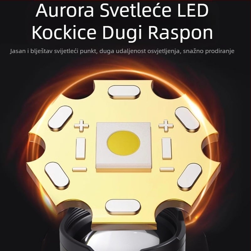LED baterijska lampa za kampiranje i vanjsku upotrebu – 20W, punjiva, baterija 18650/26650, 360° rotacija, domet ≥500 m