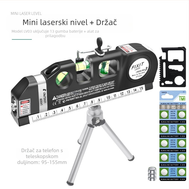 Laserska razina s infracrvenom preciznošću, snažan magnetski držač, za kućnu upotrebu, horizontalni ravnalo, običan nivo