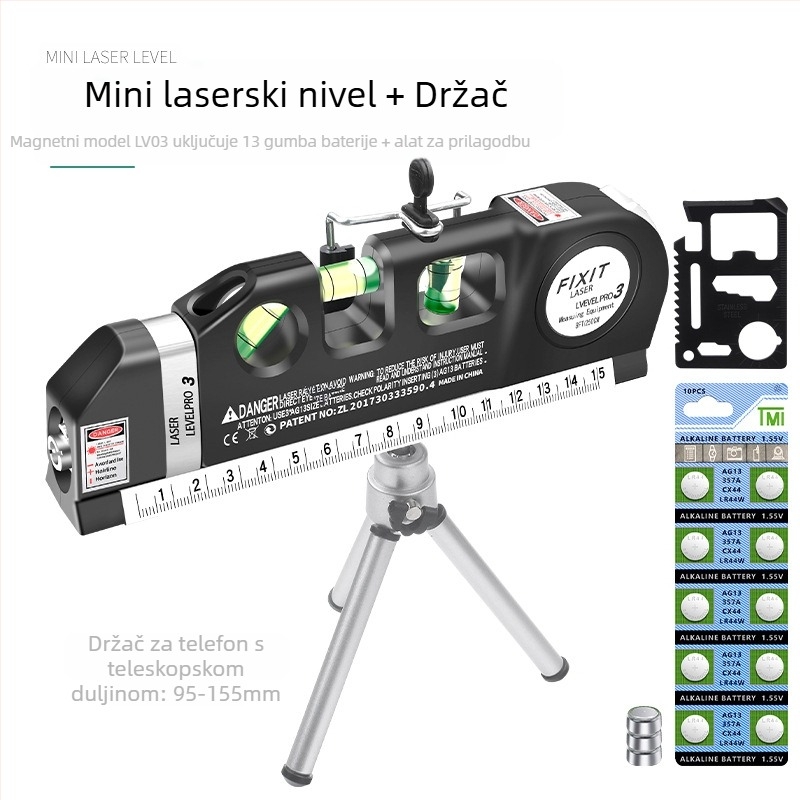 Laserska razina s infracrvenom preciznošću, snažan magnetski držač, za kućnu upotrebu, horizontalni ravnalo, običan nivo