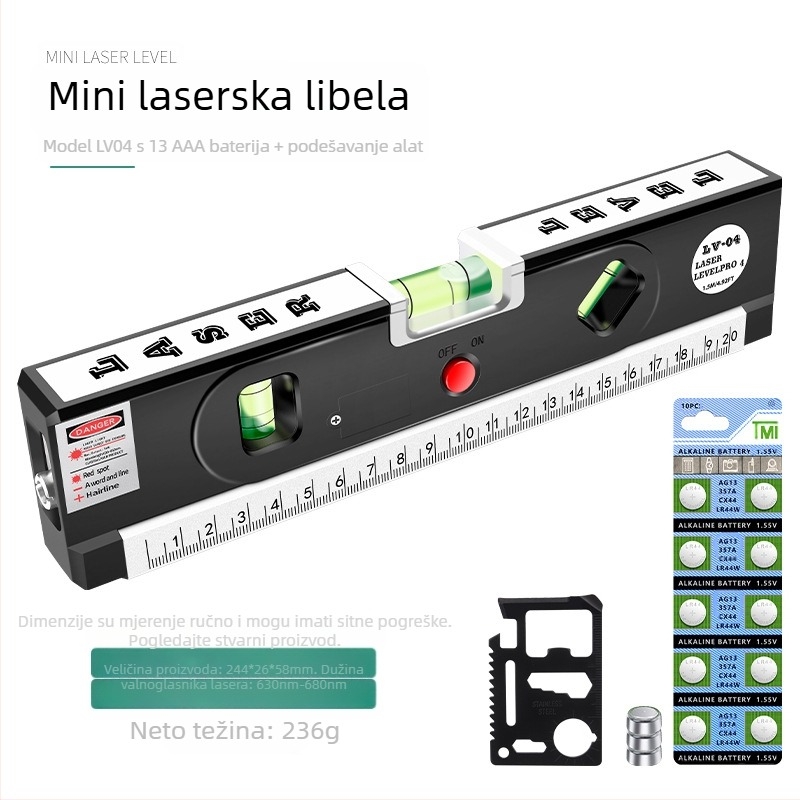 Laserska razina s infracrvenom preciznošću, snažan magnetski držač, za kućnu upotrebu, horizontalni ravnalo, običan nivo