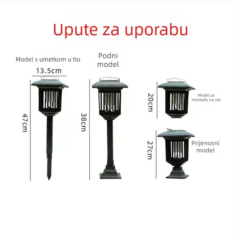 Vanjska solarna lampa protiv komaraca s LED diodama, 3W, 1.2V, kružni oblik