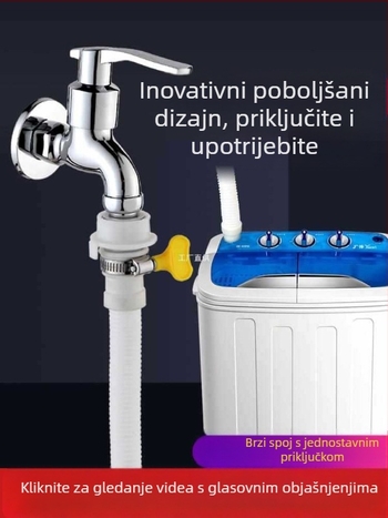 Cijev za dovod vode za perilicu rublja — brzi spoj (snap-on), poluautomatni dizajn, univerzalni, plastični