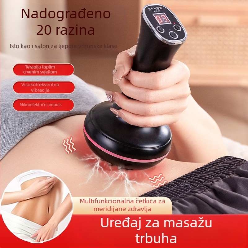 Električna meridijanska četka i masažer za trbuh s 20 brzina, terapija svjetlom i topli kompres – kućna uporaba (20 brzina; terapija svjetlom; topli kompres)