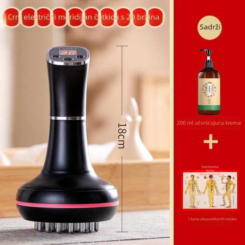 Električna meridijanska četka i masažer za trbuh s 20 brzina, terapija svjetlom i topli kompres – kućna uporaba (20 brzina; terapija svjetlom; topli kompres)