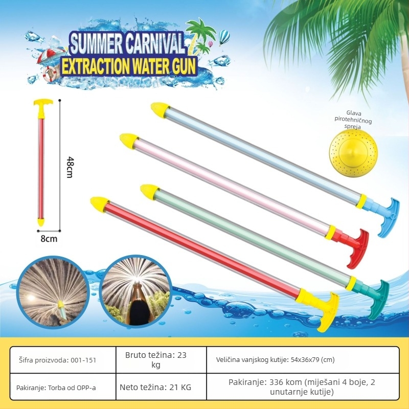 Vodni pištolj za vodene borbe, visokotlačni dizajn vuče, plastični materijal, 3C certifikat: 2022182202029400, za uzrast 7–14 godina