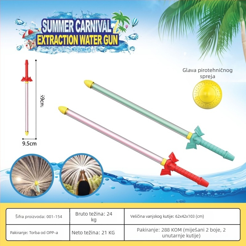 Vodni pištolj za vodene borbe, visokotlačni dizajn vuče, plastični materijal, 3C certifikat: 2022182202029400, za uzrast 7–14 godina