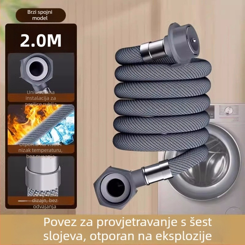 Produžni dovod vode za perilicu rublja s univerzalnim spojem - PET materijal, izravna ugradnja, model 8866998, Honglida