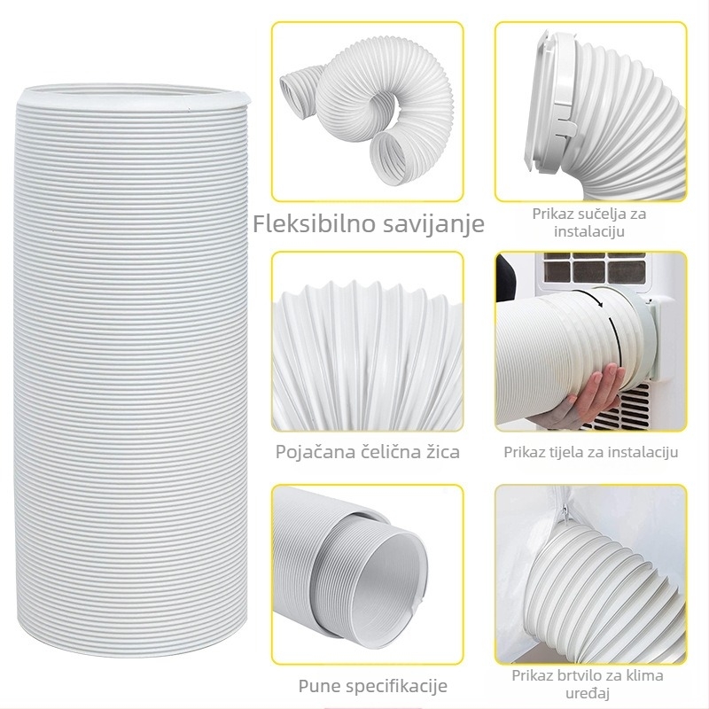 Teleskopska ispušna cijev za mobilne klima uređaje – debelo ojačana čelična žica i fleksibilna cijev