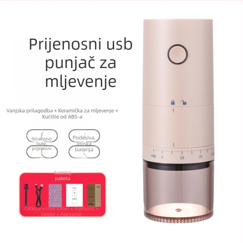 Mingxi električni mljevac kave za zrna — automatni, ABS kućište, težina 0,43 kg, mogućnost prilagodbe