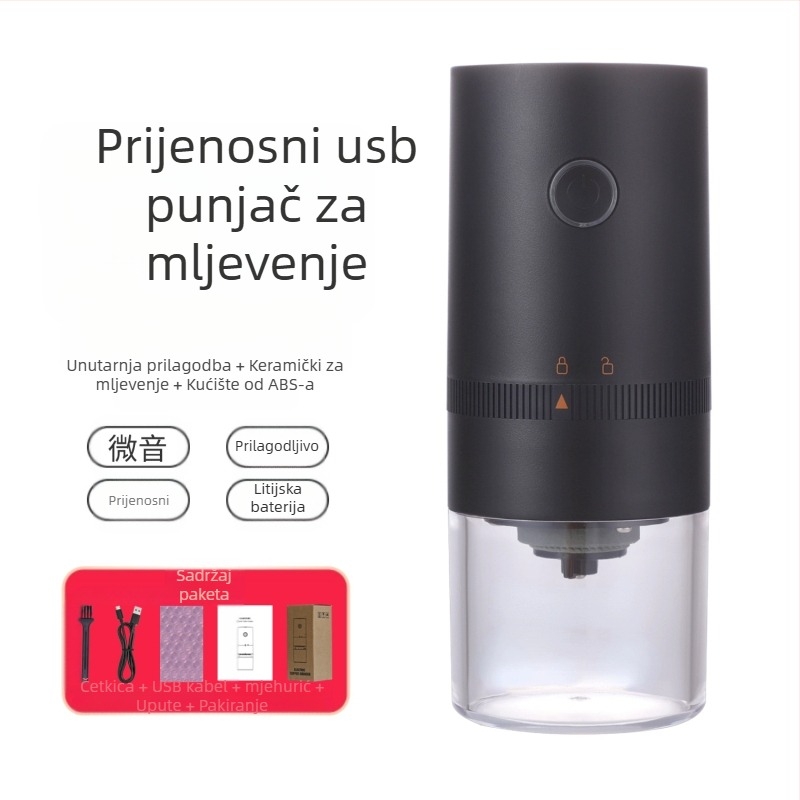 Mingxi električni mljevac kave za zrna — automatni, ABS kućište, težina 0,43 kg, mogućnost prilagodbe