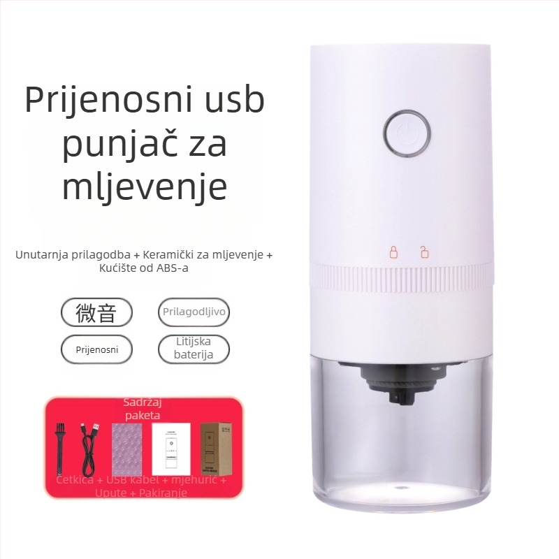 Mingxi električni mljevac kave za zrna — automatni, ABS kućište, težina 0,43 kg, mogućnost prilagodbe