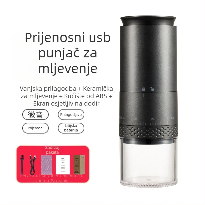 Mingxi električni mljevac kave za zrna — automatni, ABS kućište, težina 0,43 kg, mogućnost prilagodbe