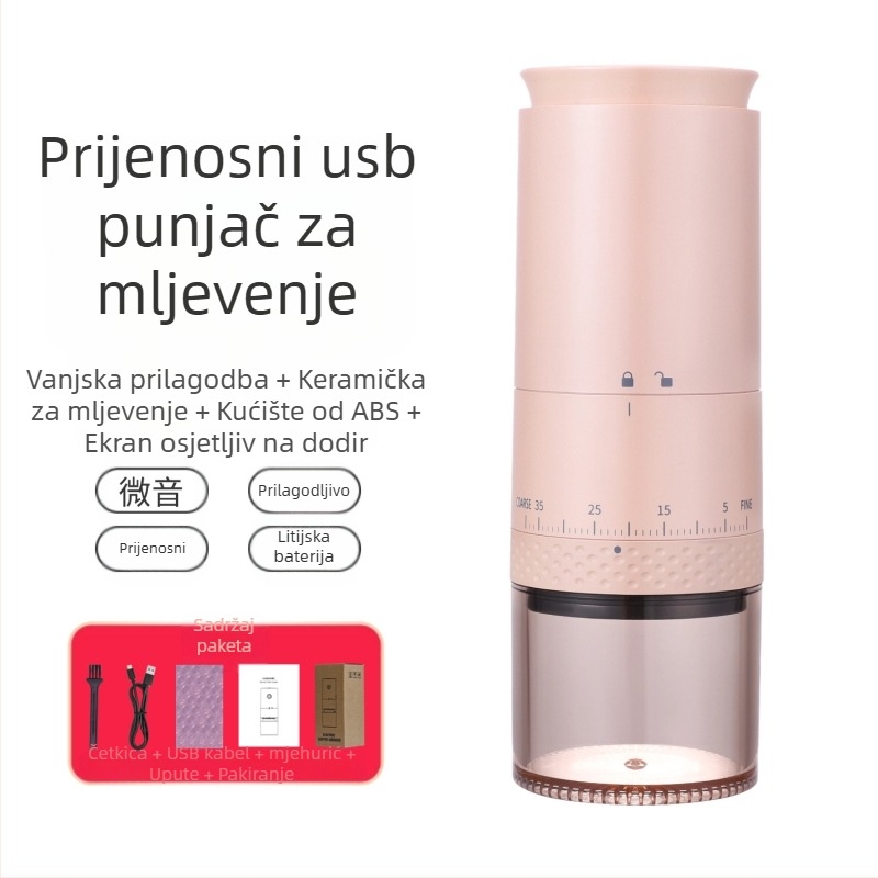 Mingxi električni mljevac kave za zrna — automatni, ABS kućište, težina 0,43 kg, mogućnost prilagodbe