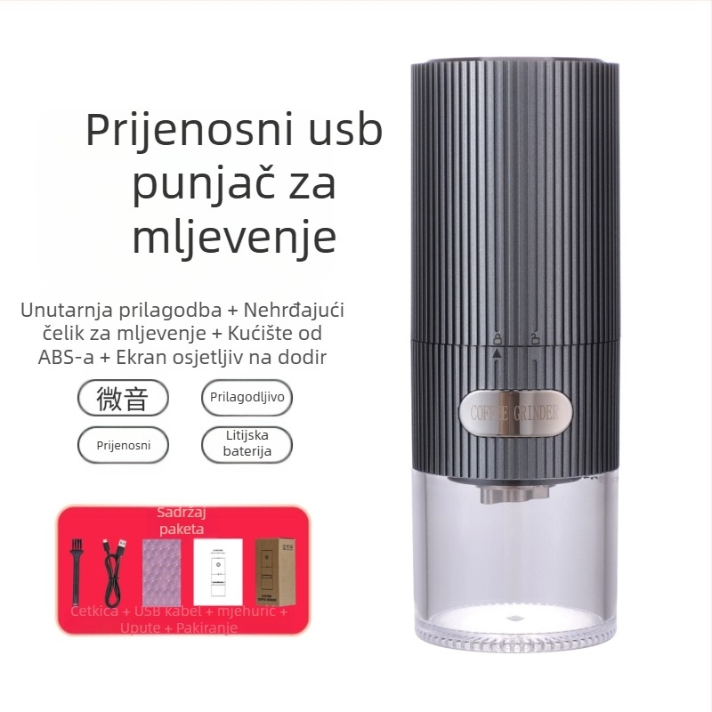 Mingxi električni mljevac kave za zrna — automatni, ABS kućište, težina 0,43 kg, mogućnost prilagodbe