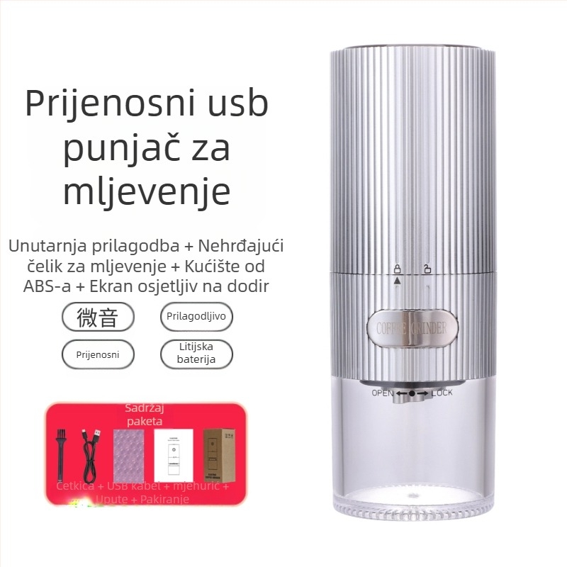 Mingxi električni mljevac kave za zrna — automatni, ABS kućište, težina 0,43 kg, mogućnost prilagodbe