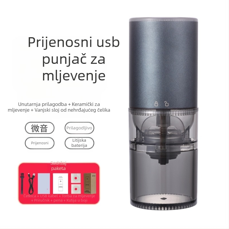 Mingxi električni mljevac kave za zrna — automatni, ABS kućište, težina 0,43 kg, mogućnost prilagodbe