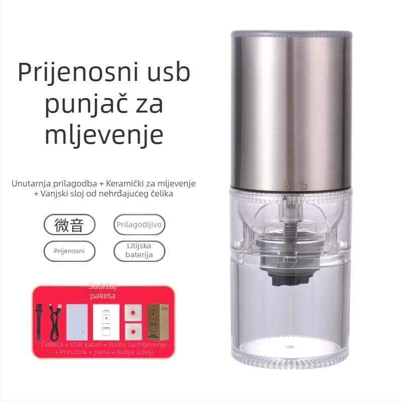 Mingxi električni mljevac kave za zrna — automatni, ABS kućište, težina 0,43 kg, mogućnost prilagodbe