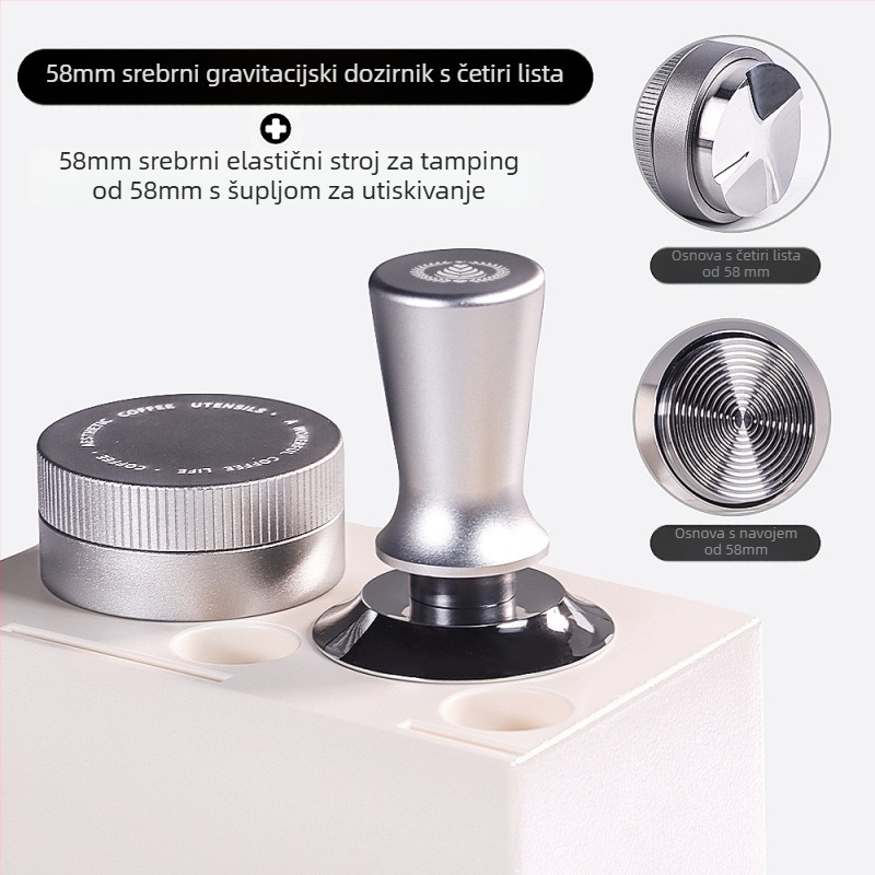 Gravitacijski tamp za espresso od nehrđajućeg čelika, podesiva visina, 390 g