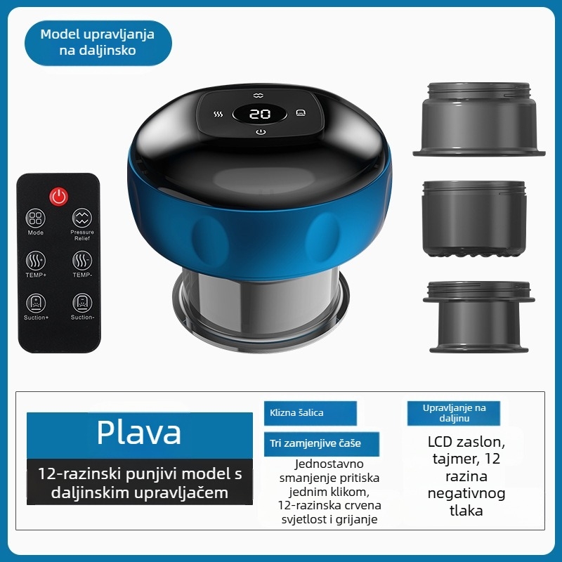 Električno inteligentno vakuumsko masažno uređaj s grijanjem, USB napajanje, ABS kućište, 4 brzine, baterija 1200 mA, CE certifikat