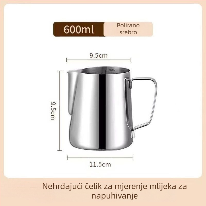 Pitcher za latte art s mjernom skalom i uskim izljevom
