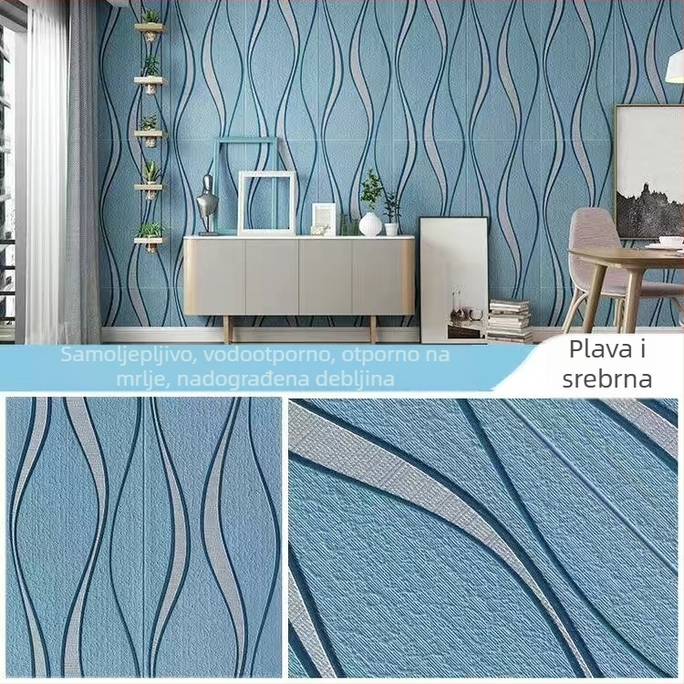 3D zidni mural panel za spavaću sobu, otporan na ogrebotine i vodootporan, XPE pjenasti materijal, apstraktan modern dizajn, instalacija dostupna