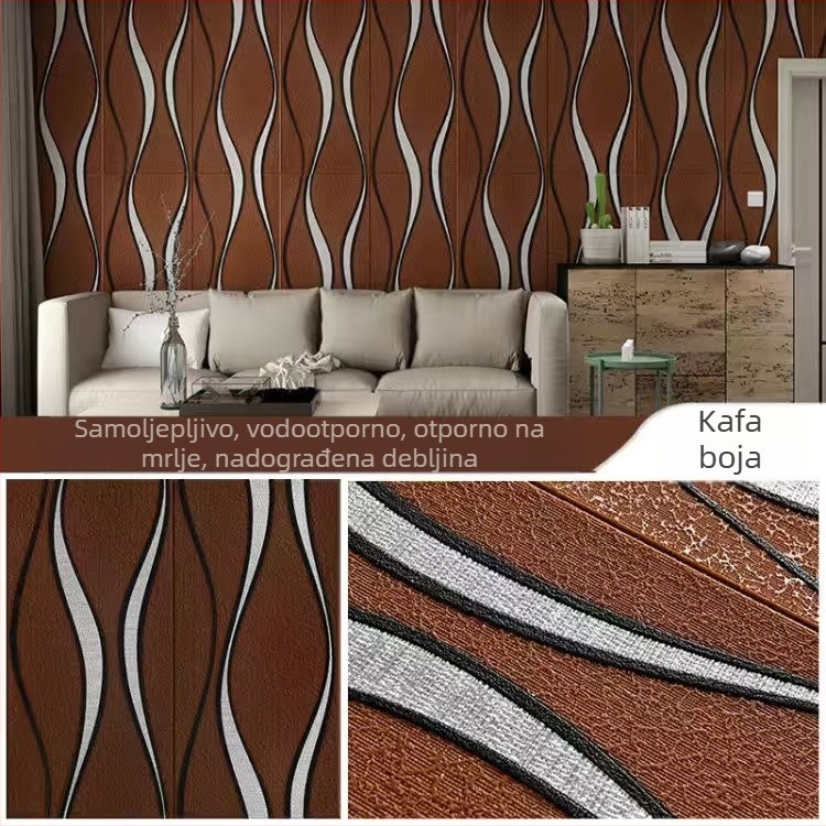 3D zidni mural panel za spavaću sobu, otporan na ogrebotine i vodootporan, XPE pjenasti materijal, apstraktan modern dizajn, instalacija dostupna