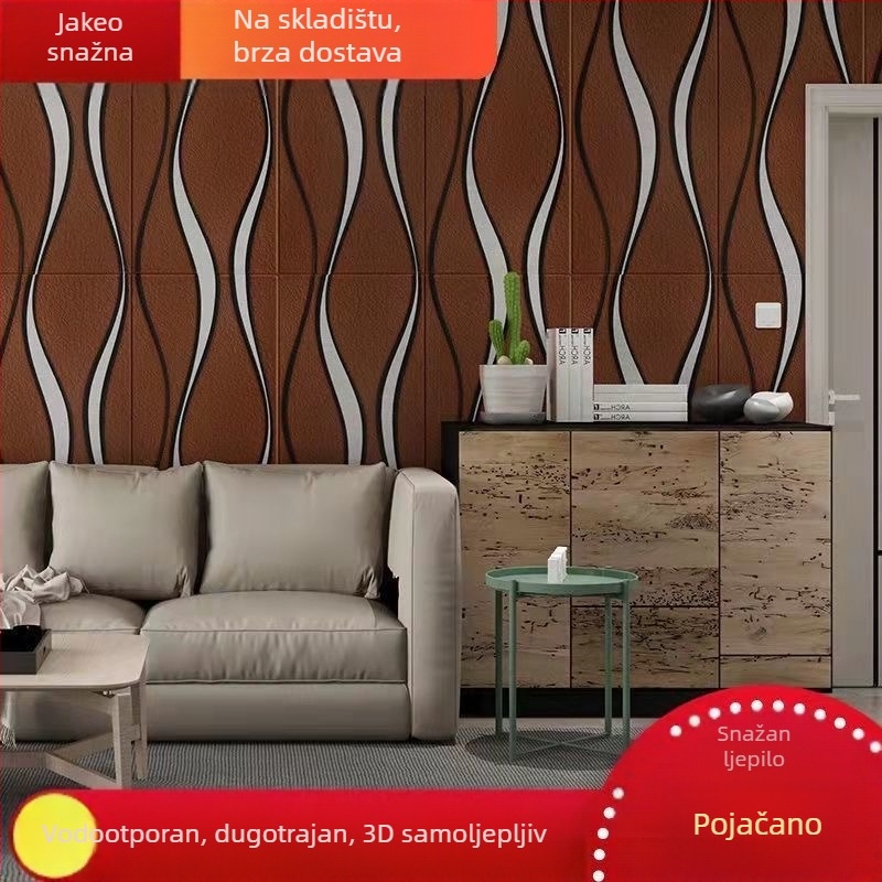 3D zidni mural panel za spavaću sobu, otporan na ogrebotine i vodootporan, XPE pjenasti materijal, apstraktan modern dizajn, instalacija dostupna
