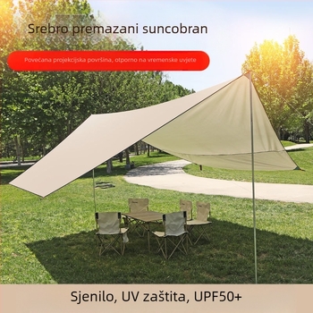 Vinilni šator s stolom i stolicama – kamping set od šest dijelova, zaštita od sunca, vjetra i kiše; četiri sezone, težina 2900 g, šipke od čvrstog željeza, vanjski titanij-crni premaz, vodootpornost vanjskog šatora 2000–3000 mm