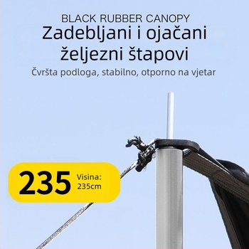 Vinilni šator s stolom i stolicama – kamping set od šest dijelova, zaštita od sunca, vjetra i kiše; četiri sezone, težina 2900 g, šipke od čvrstog željeza, vanjski titanij-crni premaz, vodootpornost vanjskog šatora 2000–3000 mm