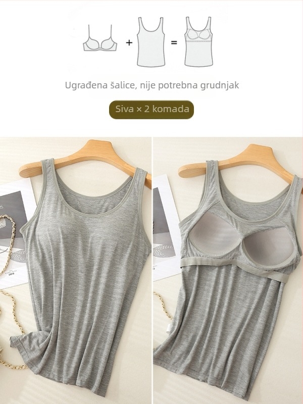 Ženski camisole top s uklonjivim trakama, ultrakrata duljina, jednobojni uzorak