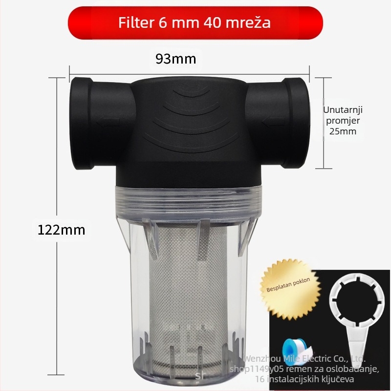 Predfilter za vodovodnu liniju, od nehrđajućeg čelika 304, proziran vizualni filtr, Mileage marka, moderni minimalistički stil