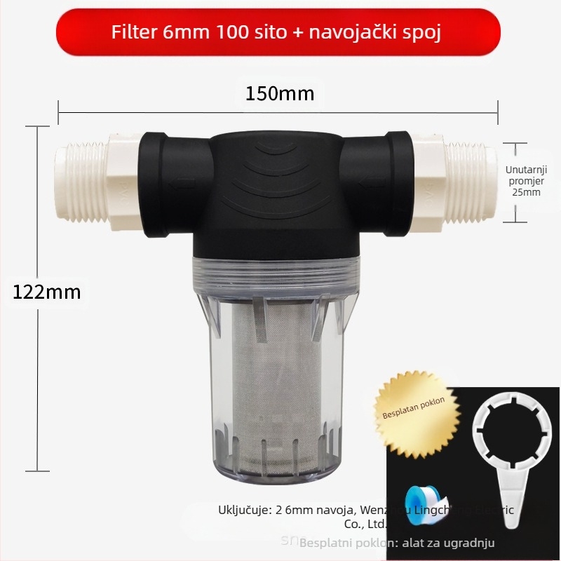 Predfilter za vodovodnu liniju, od nehrđajućeg čelika 304, proziran vizualni filtr, Mileage marka, moderni minimalistički stil