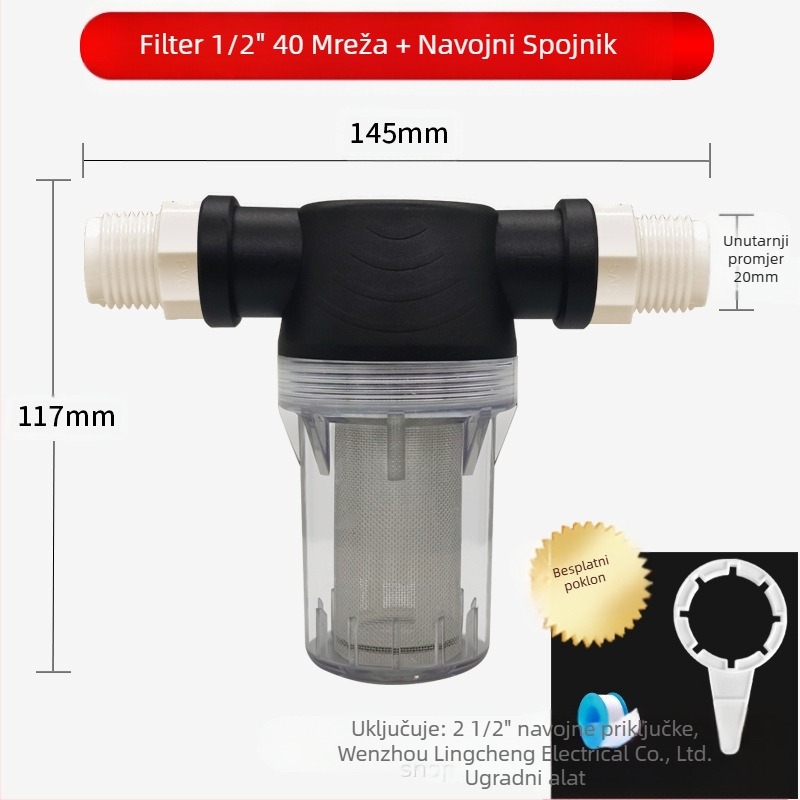 Predfilter za vodovodnu liniju, od nehrđajućeg čelika 304, proziran vizualni filtr, Mileage marka, moderni minimalistički stil