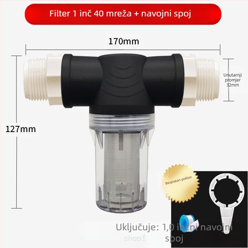 Predfilter za vodovodnu liniju, od nehrđajućeg čelika 304, proziran vizualni filtr, Mileage marka, moderni minimalistički stil