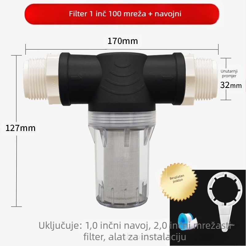 Predfilter za vodovodnu liniju, od nehrđajućeg čelika 304, proziran vizualni filtr, Mileage marka, moderni minimalistički stil