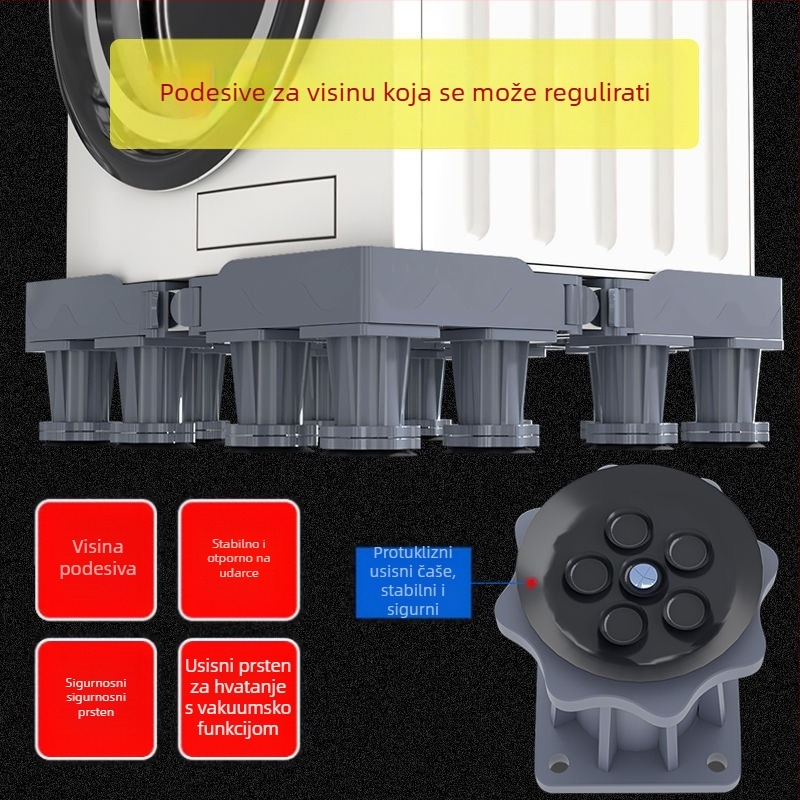 Osnovica za perilicu rublja; protuklizna, podesiva, pomična; bez ugradnje; materijal plastika, 3-slojna