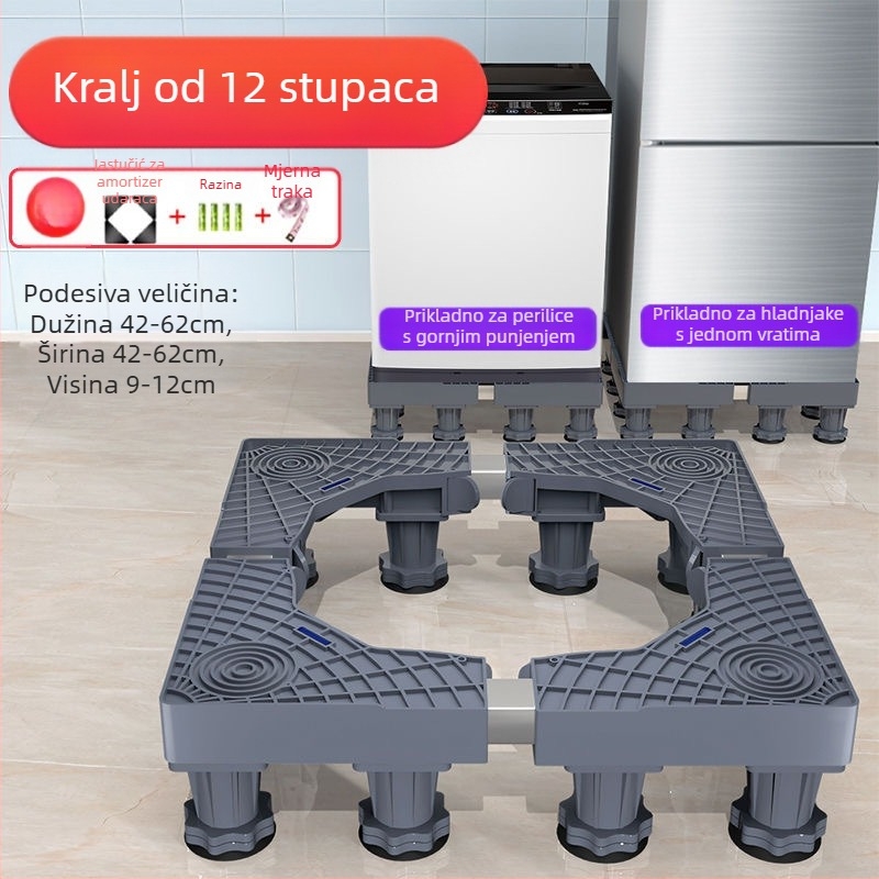 Osnovica za perilicu rublja; protuklizna, podesiva, pomična; bez ugradnje; materijal plastika, 3-slojna