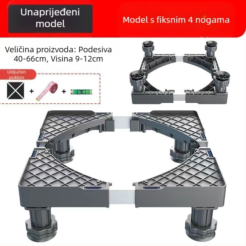 Osnovica za perilicu rublja; protuklizna, podesiva, pomična; bez ugradnje; materijal plastika, 3-slojna