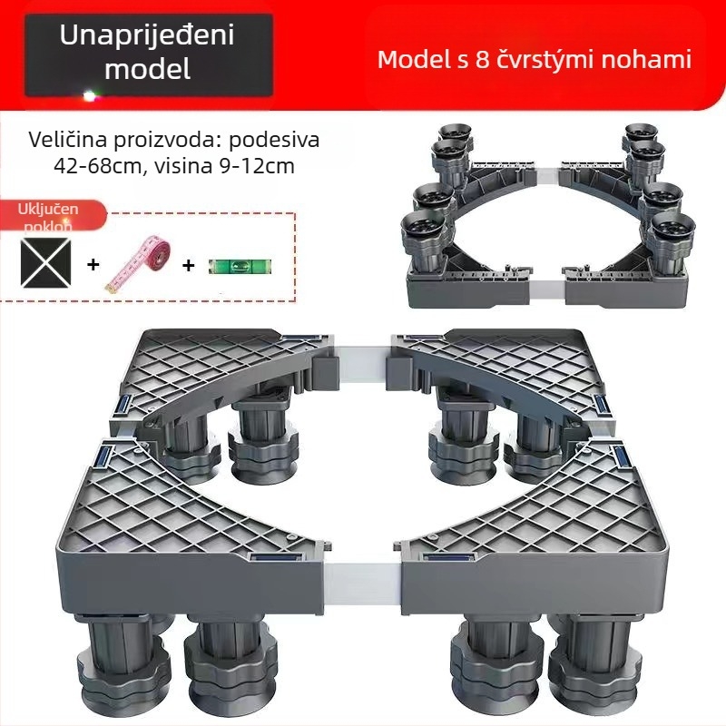 Osnovica za perilicu rublja; protuklizna, podesiva, pomična; bez ugradnje; materijal plastika, 3-slojna