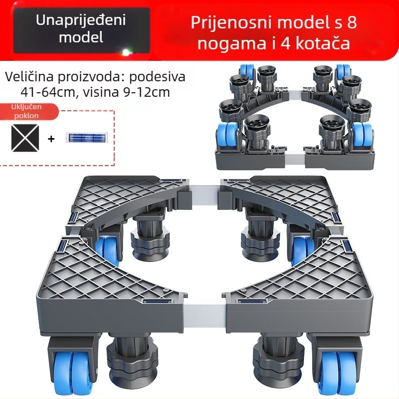 Osnovica za perilicu rublja; protuklizna, podesiva, pomična; bez ugradnje; materijal plastika, 3-slojna
