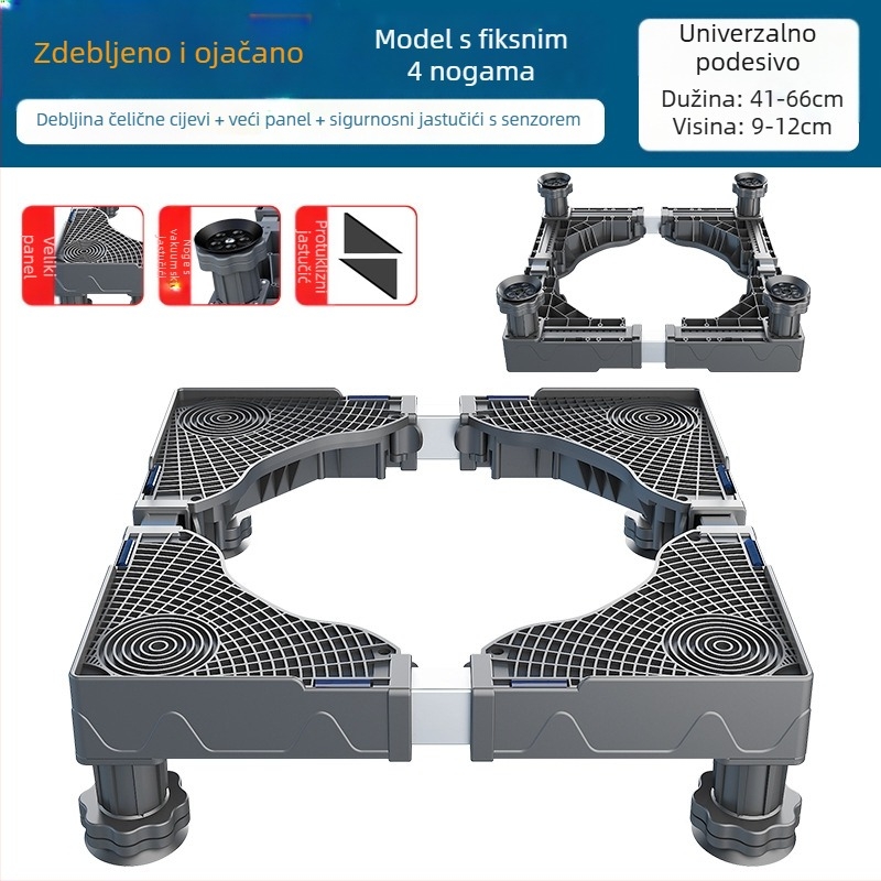 Osnovica za perilicu rublja; protuklizna, podesiva, pomična; bez ugradnje; materijal plastika, 3-slojna