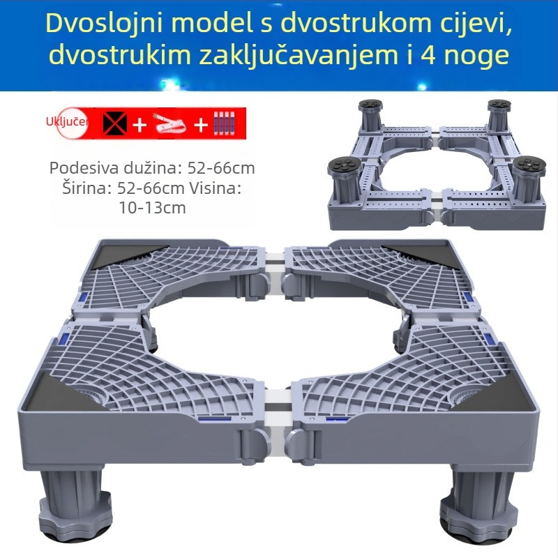 Osnovica za perilicu rublja; protuklizna, podesiva, pomična; bez ugradnje; materijal plastika, 3-slojna