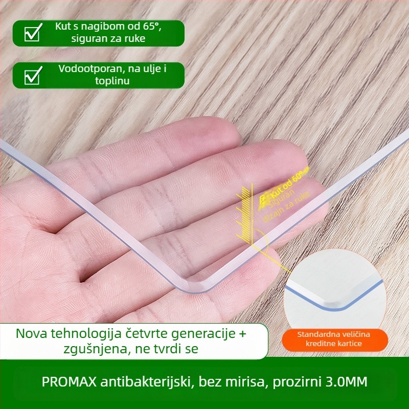 Prozirna PVC podmeta za stol s pravokutnim oblikom, mat završnim slojem – vodootporna, otporna na prašinu i ulje, otporna na visoke temperature i ogrebotine