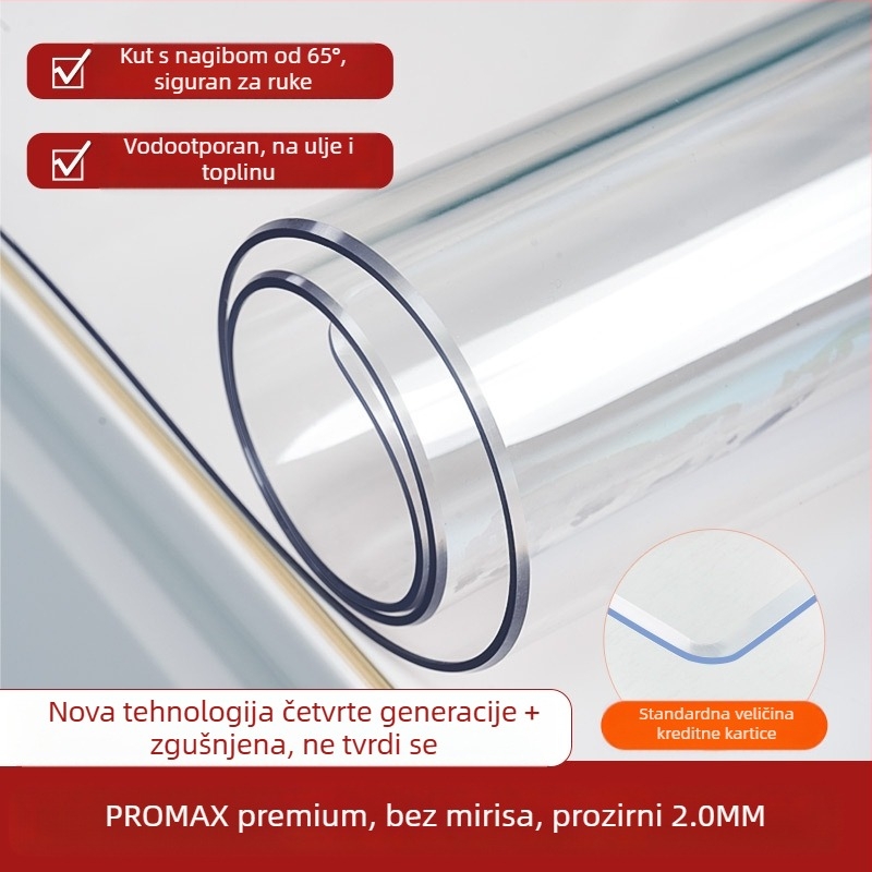 Prozirna PVC podmeta za stol s pravokutnim oblikom, mat završnim slojem – vodootporna, otporna na prašinu i ulje, otporna na visoke temperature i ogrebotine