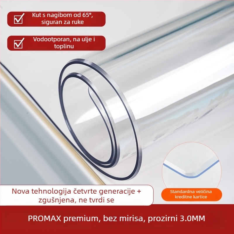 Prozirna PVC podmeta za stol s pravokutnim oblikom, mat završnim slojem – vodootporna, otporna na prašinu i ulje, otporna na visoke temperature i ogrebotine