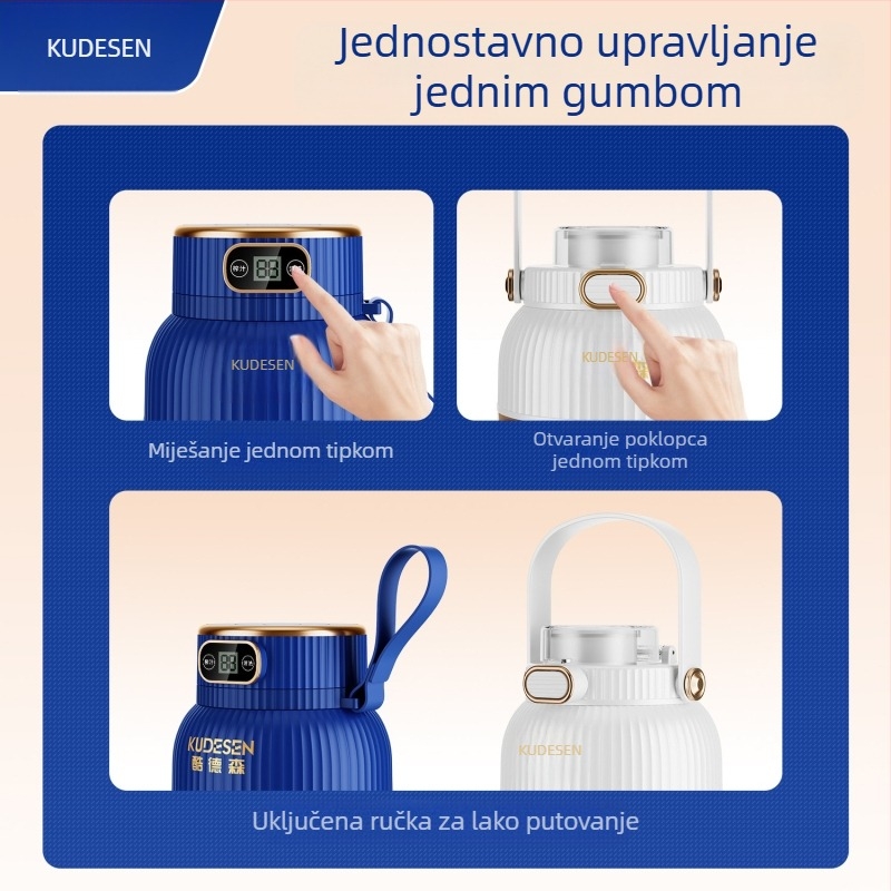 Prijenosni sokovnik za voće i povrće, kapacitet 601–800 ml, snaga 200 W, brzina 20001–22000 rpm, 5+ oštrica, ugrađena baterija